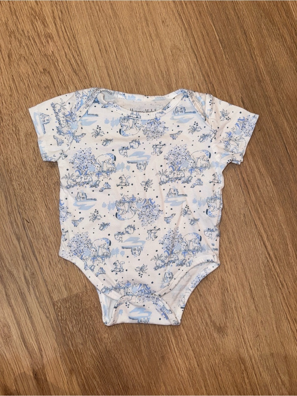 Classic Blue & White Printed Baby One-Piece Bodysuit